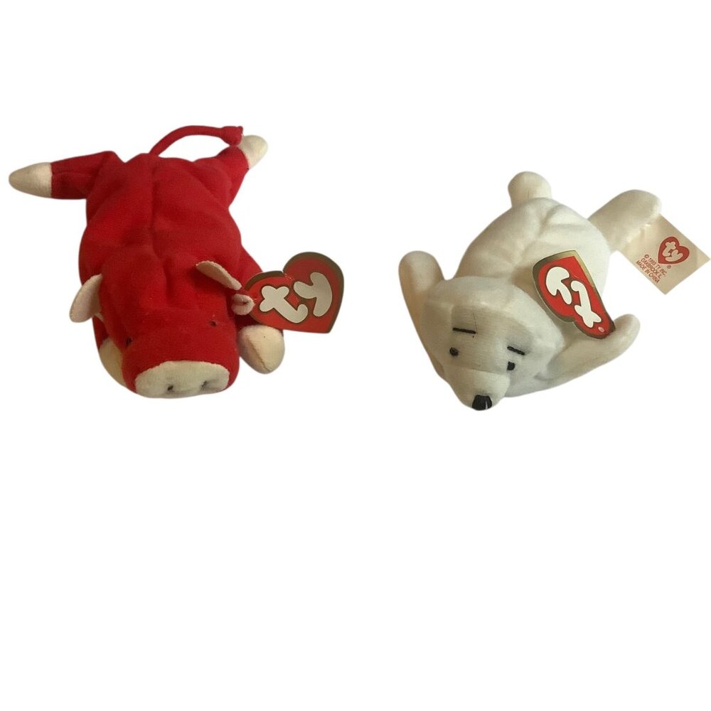 Ty Teenie Beanie Babies Snort & Seamore Collectible Plush Toys 1993 Set Of 2